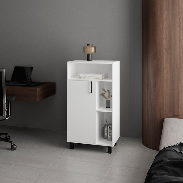 English Elm Lakin Modern Shoe Rack Storage Bench with Cabinet & Cubbies, White Engineered Wood Organizer B092P315576