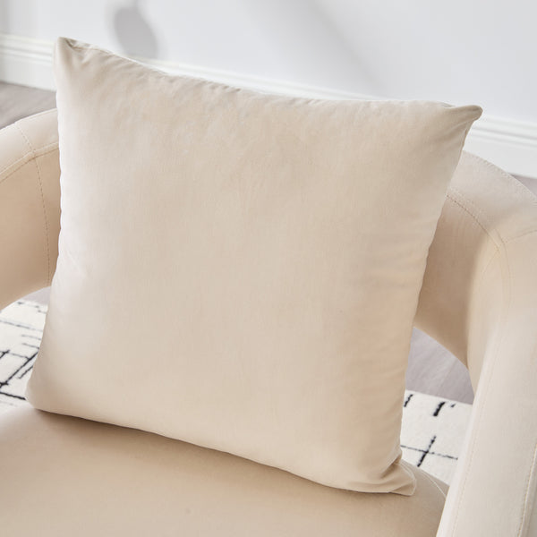 English Elm Modern Upholstered Velvet Open Back Accent Chair with Metal Legs, Cozy Barrel Armchair for Living Room Guestroom Beige W3118P312814