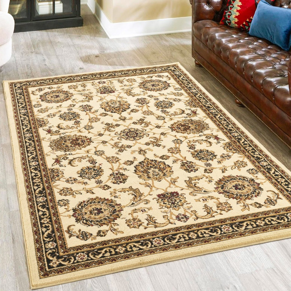 English Elm Classic Cream Traditional Low Pile Area Rug Neutral Pattern for Living or Dining Rooms B186P452278