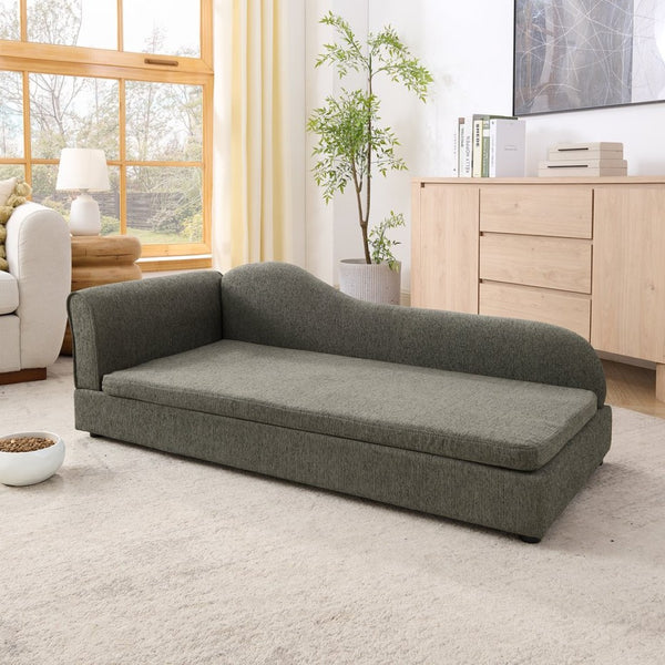 English Elm Oversized Modern Pet Sofa with Wave Backrest Linen Upholstery for Large Dogs W487P430333