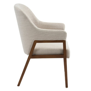 English Elm Modern Rubberwood Dining Chair Set Sculptural Curved Back Upholstered Seat Walnut Frame N768P391131B