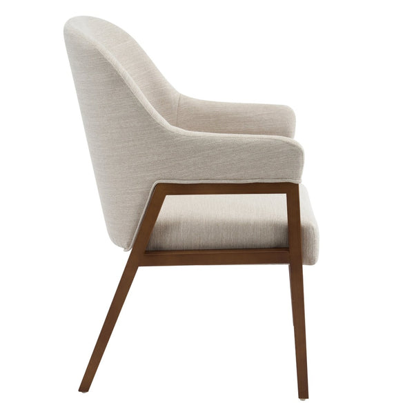English Elm Modern Rubberwood Dining Chair Set Sculptural Curved Back Upholstered Seat Walnut Frame N768P391131B