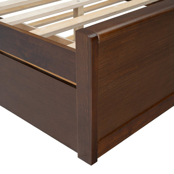 English Elm Queen Size Rattan Headboard Bed With Trundle, Drawers & Elegant Walnut Finish For Versatile Style N820S00013D-GIGA
