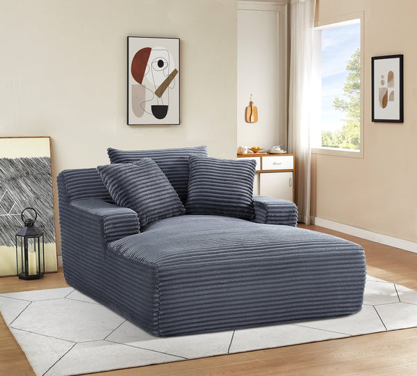 English Elm Cloudline Oversized Chaise Lounge Chair with Soft Corduroy Full Foam Cushioning, No Assembly Required Grey B2735P271453
