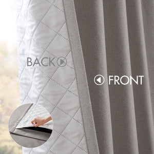 English Elm 2-pk Blackout Curtain Panels Quilted Thermal Noise Reducing Bedroom Privacy Drapes Grey B035P496618