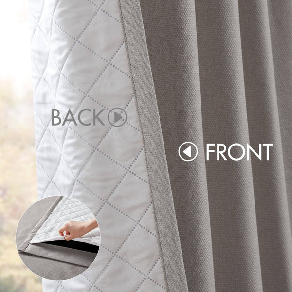 English Elm 2-pk 52x95 Total Blackout Curtain Panels Noise Reducing Embossed Bedroom Set Grey B035P496619