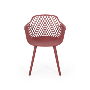 English Elm Christopher Knight Home® - POPPY Weather-Resistant Outdoor Dining Chair with Diamond Mesh Design, Sturdy Polypropylene Comfort Red 24 L x 23.5 W x 22.4 H 69069.00RED
