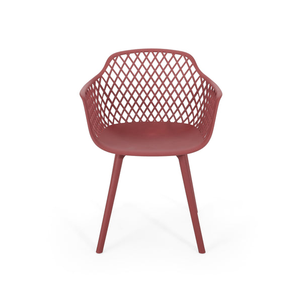 English Elm Christopher Knight Home® - POPPY Weather-Resistant Outdoor Dining Chair with Diamond Mesh Design, Sturdy Polypropylene Comfort Red 24 L x 23.5 W x 22.4 H 69069.00RED