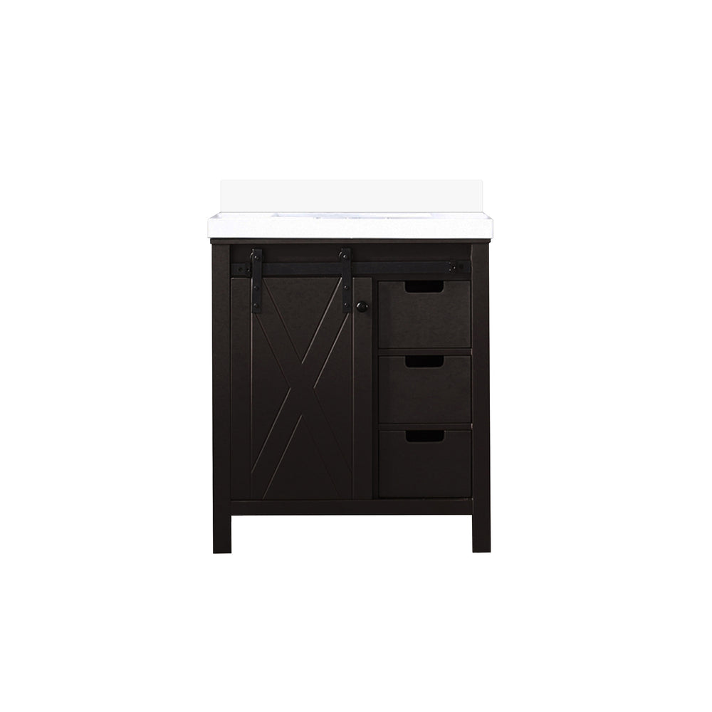 English Elm Brown Bath Vanity With Cultured Marble Countertop - Elegant Design, Smart Storage & Easy Setup! B2731P260104
