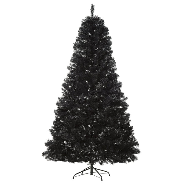 English Elm Homcom 7Ft Black Douglas Fir Artificial Christmas Tree – Realistic Tips, Gothic Charm For Holidays W2225P229343