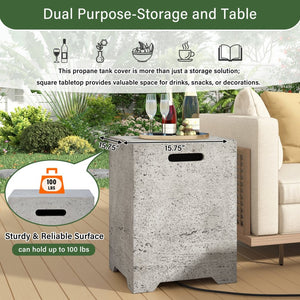 English Elm U_style Rectangular Outdoor Propane Fire Pit Mgo Set with Tank Cover Table Black,Light Gray WY000498AAB