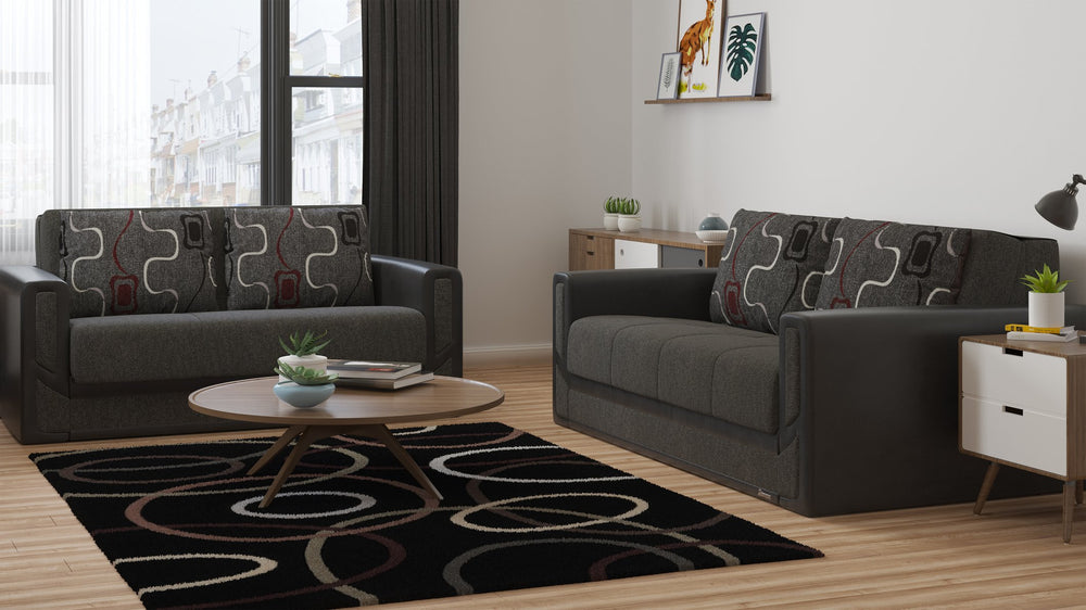 English Elm PrimeNest PulseForge Chenille Convertible Sofabed with Storage, Click-Click Sleeper, 900 lb Capacity, Grey B030P286594