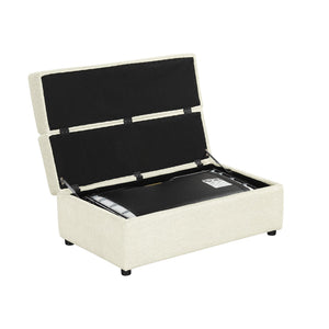 English Elm Twin Folding Ottoman Sleeper Bed with Chenille Upholstery, Foam & Pocket Spring Mattress, Compact Convertible Guest Sofa loveseat White N719P243722K