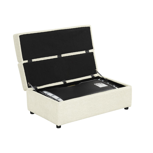 English Elm Twin Folding Ottoman Sleeper Bed with Chenille Upholstery, Foam & Pocket Spring Mattress, Compact Convertible Guest Sofa loveseat White N719P243722K