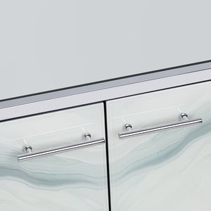 Crestview Collection 4-door Media Credenza: Modern Elegance With Stylish Storage, Wave Pattern Doors & Chrome Accents White  Cvfzr6170