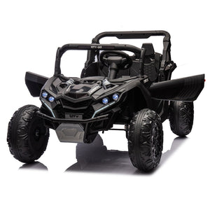 English Elm 24v Two Seat Kids Electric Utv with Parental Remote Suspension Off Road Ride On Black W1578P184797
