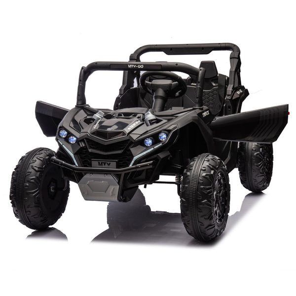 English Elm 24v Two Seat Kids Electric Utv with Parental Remote Suspension Off Road Ride On Black W1578P184797