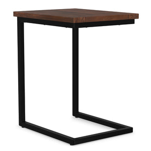 English Elm Skyler Mango Wood C Shaped Side Table with Steel Base for Sofa or Bedside Use B136P419897