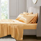 Madison Park Essentials Satin Casual Luxury 6 PC Sheet Set SHET20-175 Gold