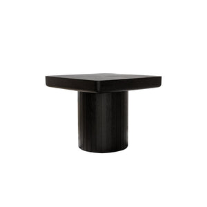 English Elm 23.6'' Square Wood Veneer Accent Table Parquet Top Sculptural Cylindrical Base Matte Finish W1435P419310