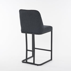 English Elm Set Of 2 Modern Upholstered Bar Stools With Button-Tufted High Back For Kitchen Or Dining Room Comfort W1901P225272-GIGA