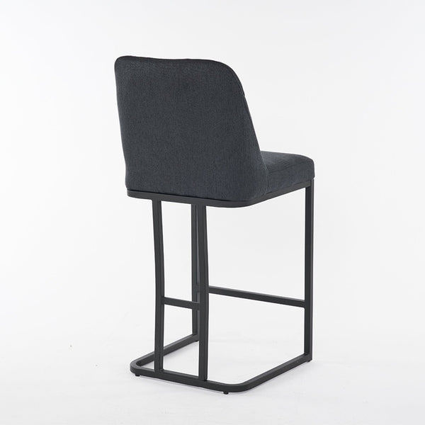 English Elm Set Of 2 Modern Upholstered Bar Stools With Button-Tufted High Back For Kitchen Or Dining Room Comfort W1901P225272-GIGA