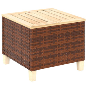 English Elm Small Outdoor Rattan Side Table Fir Wood Top Uv Resistant Patio Lounge Accent T3971P444202