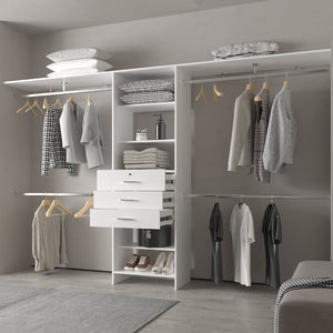 English Elm FM Modular Closet Organizer System with Multiple Hanging Rods, Shelves & Drawers to Maximize Space White 53 L x 21 W x 5 H B128S00051