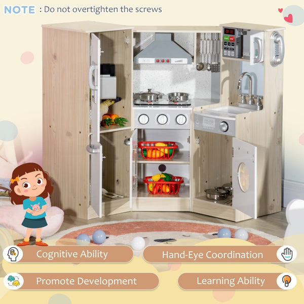English Elm Qaba Wooden Corner Play Kitchen with Sound Effects Ice Maker and Full Appliance Suite W2225P217657