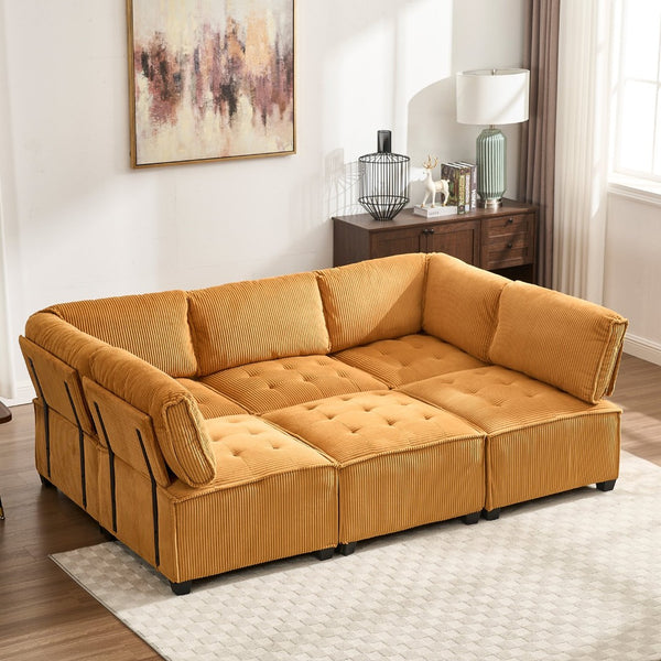 English Elm United We Win U-Shaped Modular Sectional Sofa With Reversible Chaise For Modern Living Spaces W1568S00158-GIGA