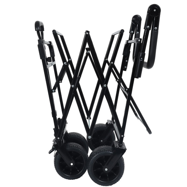 English Elm With Canopy and Steel Frame Collapsible Wagon All-terrain Heavy Duty Outdoor Cart W2932P326776
