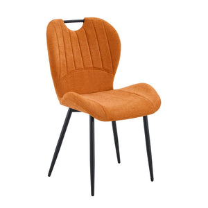 English Elm Set of 4 Olive Fabric Dining Chairs Ergonomic Cushion Black Steel Frame Modern Black+Orange W1151P454882