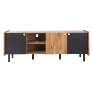English Elm Mid Century Tv Stand With 3 Cabinets - Stylish Media Console For Tvs Up To 70” With Smart Storage N710P180186P