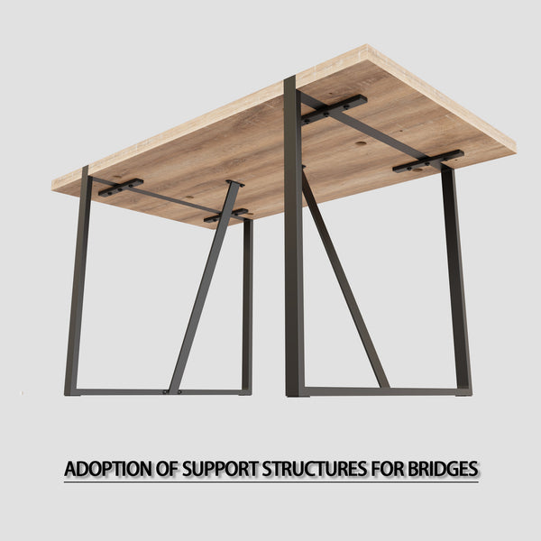 English Elm 55" Modern Farmhouse Dining Table Set With Pu Chairs - Industrial Style, Easy Assembly, Versatile Use W2189S00105