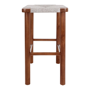 New Pacific Direct Elio Wood Counter Stool w/ Rope Cinnamon Brown/Sand Lace 20 x 15 x 26