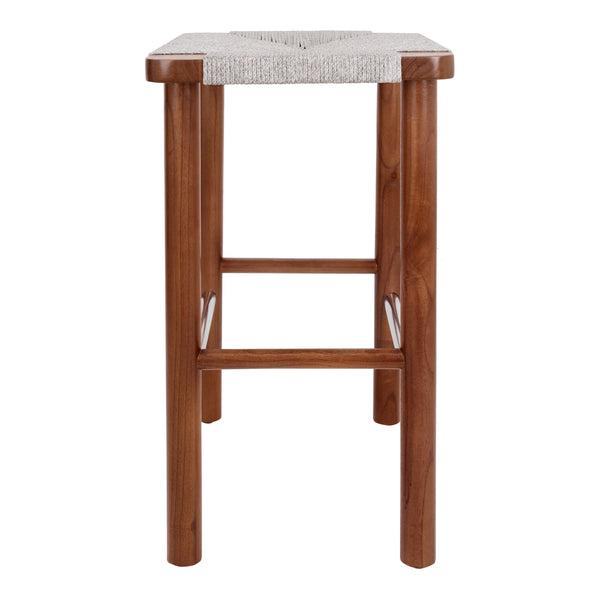 New Pacific Direct Elio Wood Counter Stool w/ Rope Cinnamon Brown/Sand Lace 20 x 15 x 26