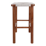 New Pacific Direct Elio Wood Counter Stool w/ Rope Cinnamon Brown/Sand Lace 20 x 15 x 26