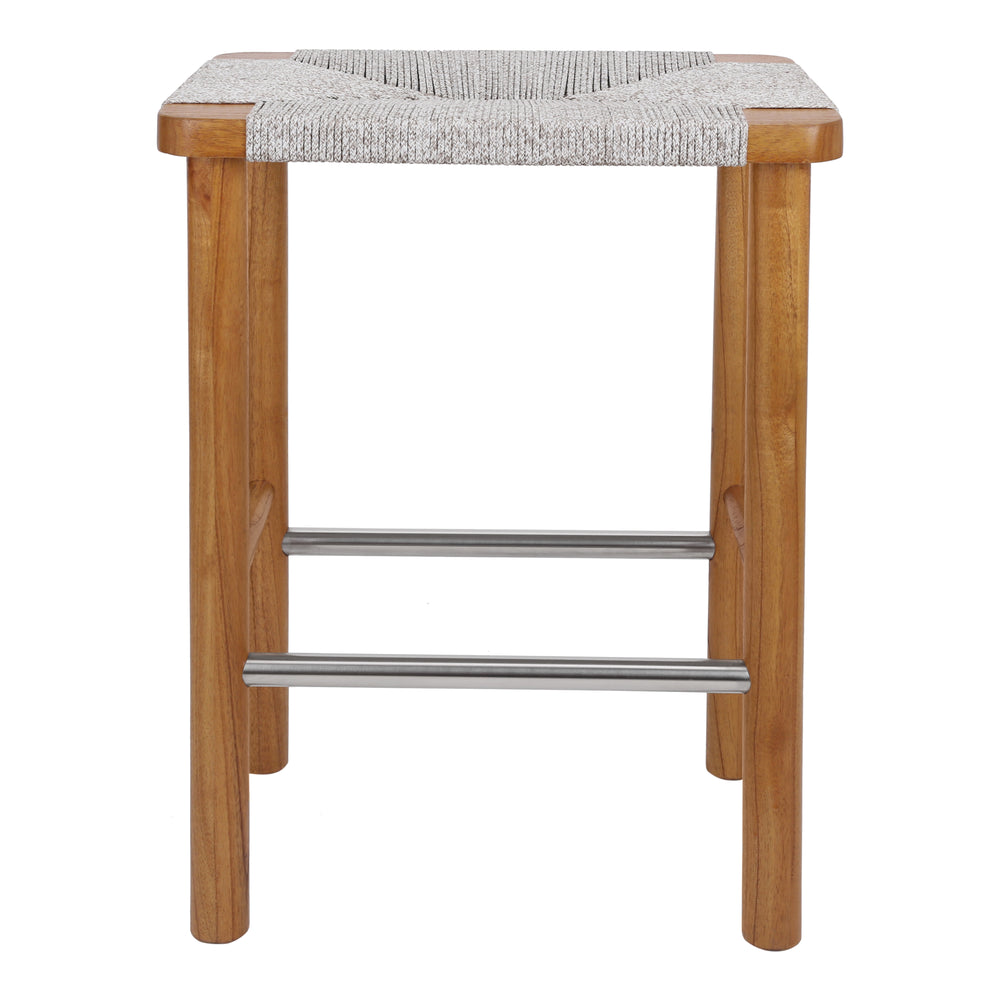 New Pacific Direct Elio Wood Counter Stool w/ Rope Natural/Sand Lace 20 x 15 x 26