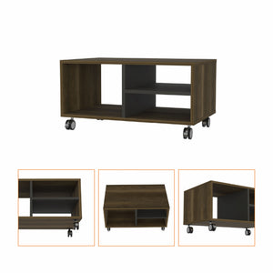 Homeroots 32" Brown And Black Coffee Table With Three Shelves   480000