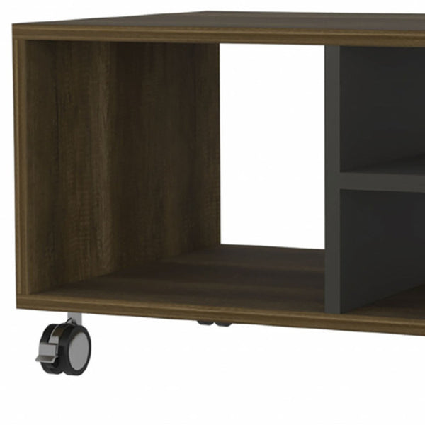 Homeroots 32" Brown And Black Coffee Table With Three Shelves   480000