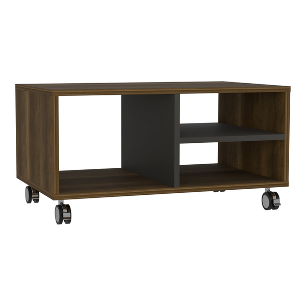 Homeroots 32" Brown And Black Coffee Table With Three Shelves   480000