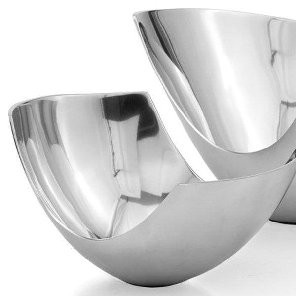 Homeroots Set Of Two Mod Aluminum Scoop Centerpiece Bowls   480006