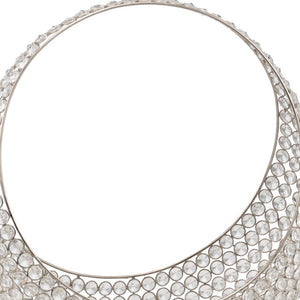 Homeroots 16" Silver And Faux Crystal Bling Ring Basket   480008