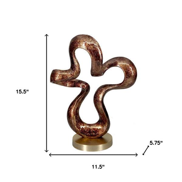 Homeroots 16" Brown And Gold Abstract Aluminum Sculpture  Aluminum 480011