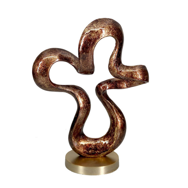 Homeroots 16" Brown And Gold Abstract Aluminum Sculpture  Aluminum 480011