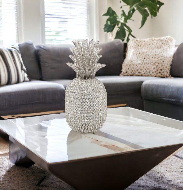 Homeroots 23" Glam Bling Faux Crystal And Silver Pineapple  Faux Crystal,Faux Silver 480041