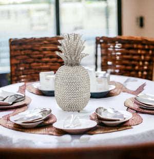 Homeroots 23" Glam Bling Faux Crystal And Silver Pineapple  Faux Crystal,Faux Silver 480041