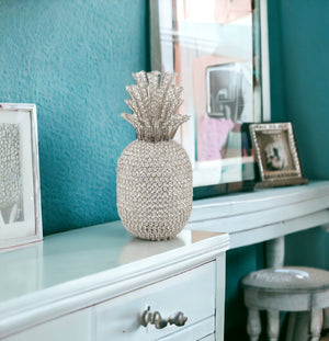 Homeroots 23" Glam Bling Faux Crystal And Silver Pineapple  Faux Crystal,Faux Silver 480041