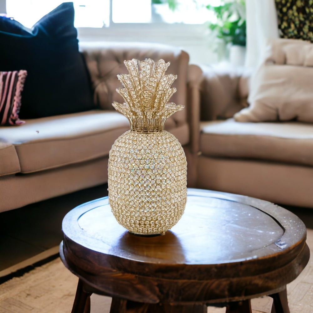 Homeroots 23" Glam Bling Faux Crystal And Gold Pineapple  Faux Crystal,Faux Gold 480042