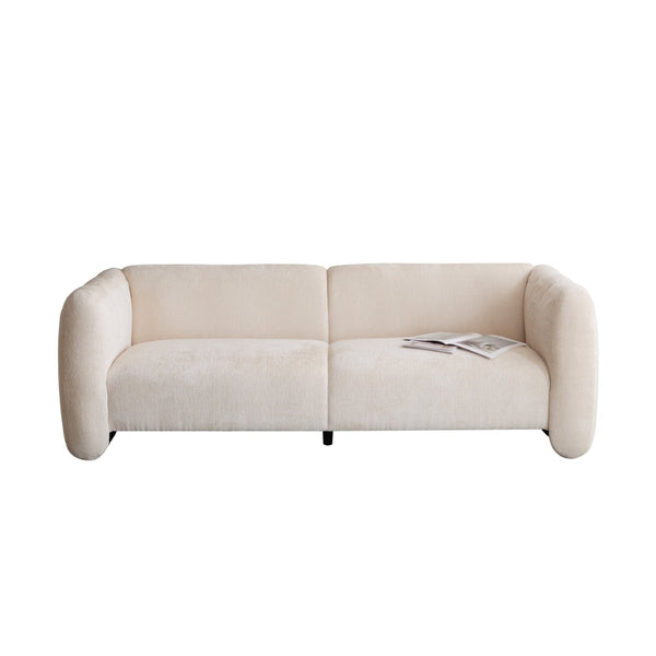 English Elm Tonson Wave Silhouette Boucle Three Seater Sofa Sculptural Modern Living Room Seating Beige N773IS00030S
